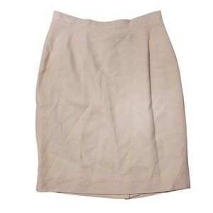 VTG Sassco 100% Wool Skirt Sz 8 Ivory Cream White Midi Pencil Embroidered 26x21